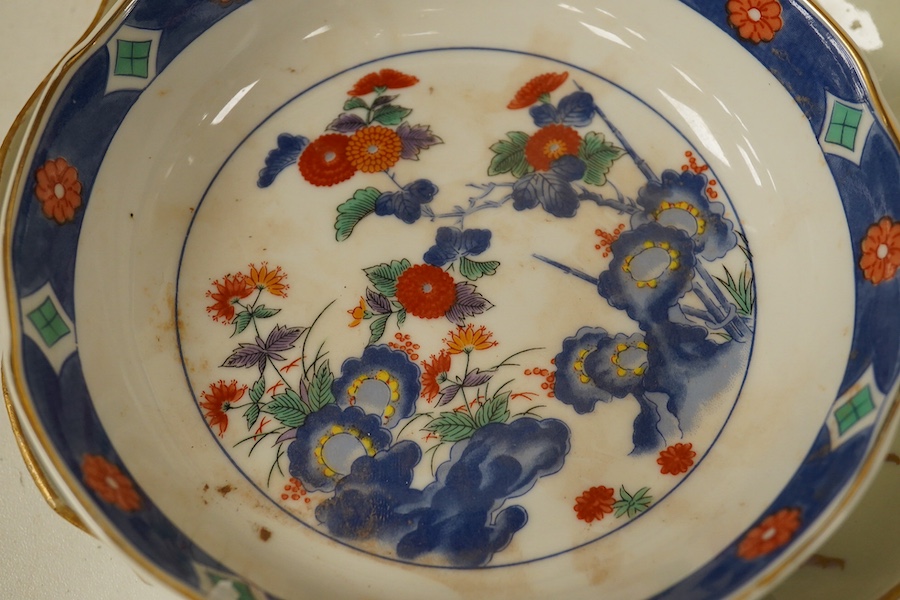 A quantity of various Chinese and Japanese dishes and plates, 18th century and later, largest plates 26cm diameter. Condition - varies